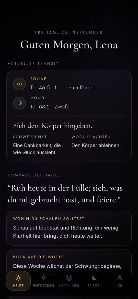 Heute-Bildschirm